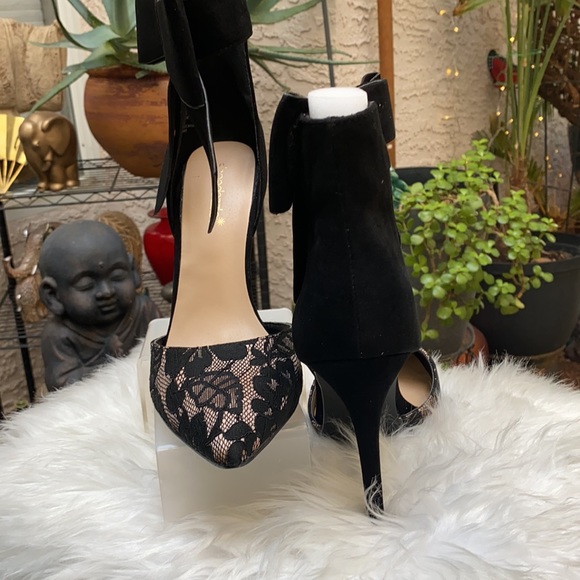 🖤🖤BLACK EVENING BOW TIE POINTY TOE HEELS🖤🖤 - Picture 4 of 5